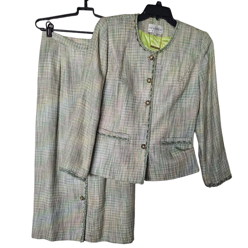 Lilly and Taylor NY Paris Womens Two Pieces Tweed Suit Size 8 Made in USA